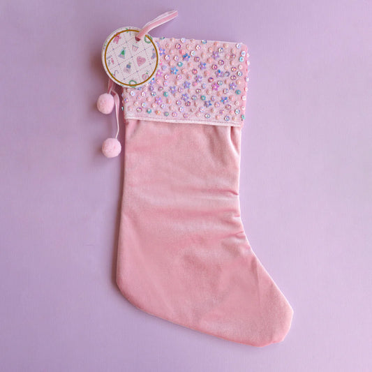 FESTIVE LAUREN HINKLEY SEQUIN STOCKING - PINK