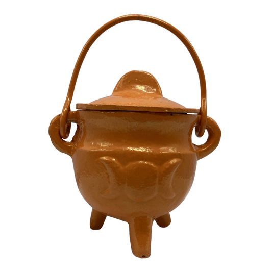 TRIPLE MOON CAST IRON CAULDRON - SMALL ORANGE