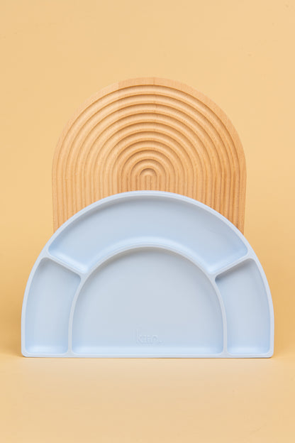 KIIN. SILICONE SUCTION DIVIDED PLATE - PASTEL SKY