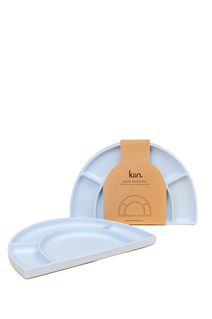 KIIN. SILICONE SUCTION DIVIDED PLATE - PASTEL SKY