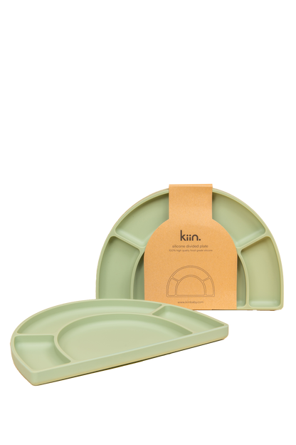 KIIN. SILICONE SUCTION DIVIDED PLATE - SAGE