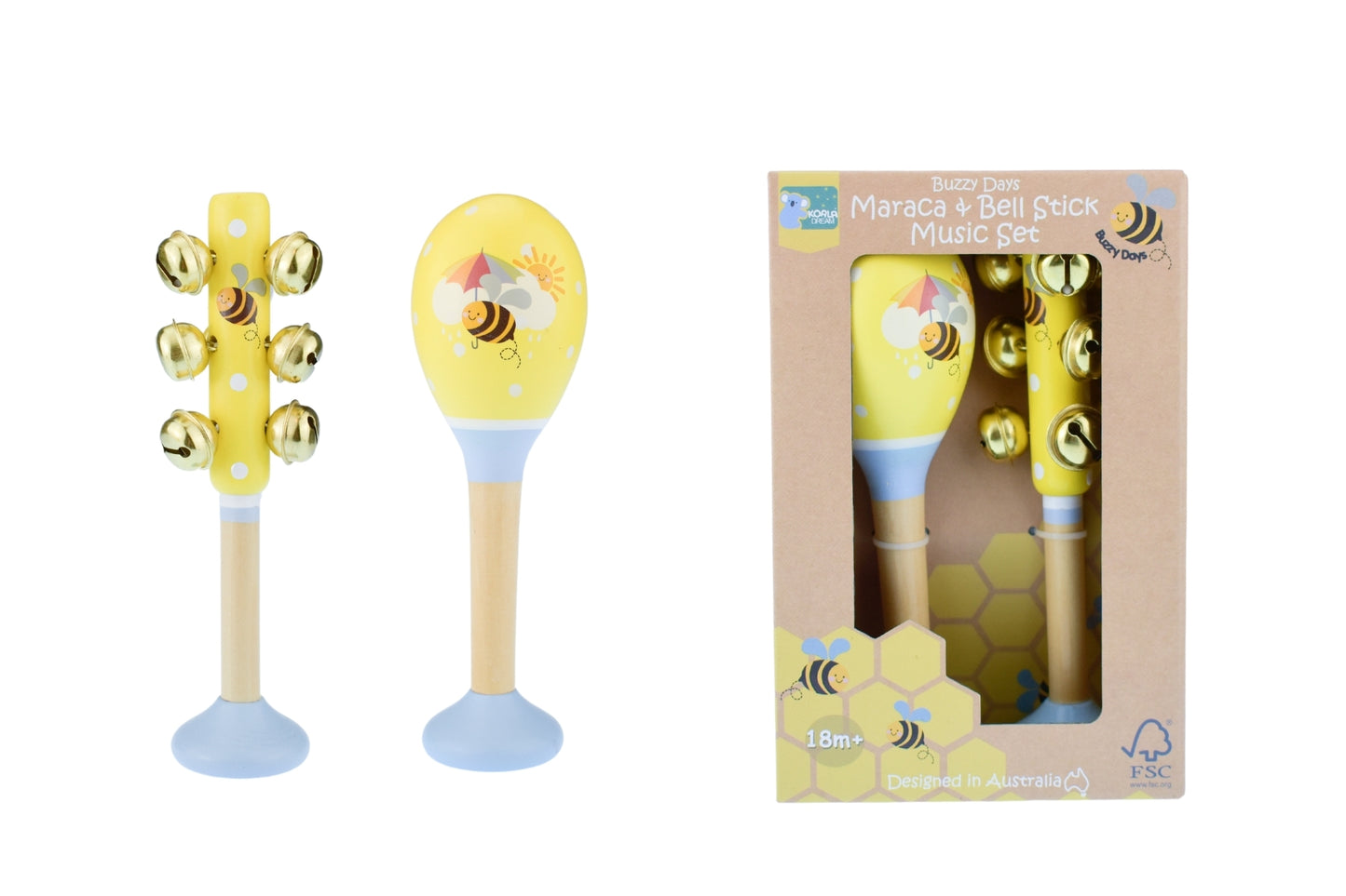 KOALA DREAM BUZZY DAYS - MARACA & BELL STICK MUSIC SET