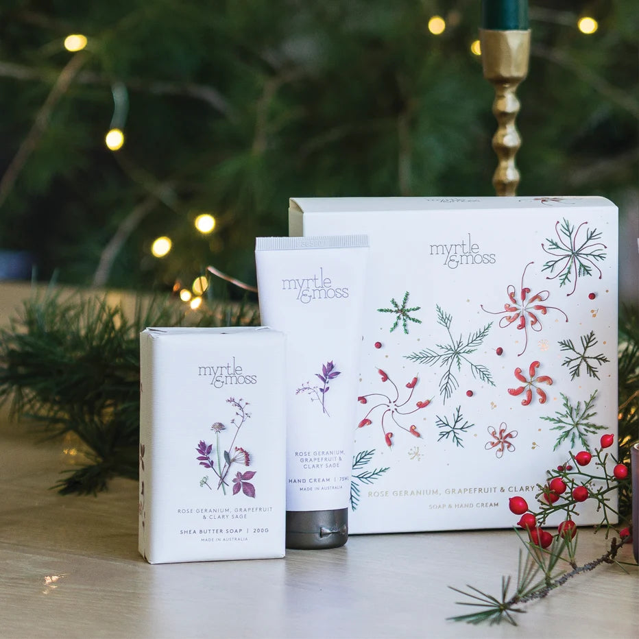 MYRTLE & MOSS CHRISTMAS DUO - ROSE GERANIUM GRAPEFRUIT & CLARY SAGE