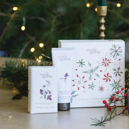 MYRTLE & MOSS CHRISTMAS DUO - ROSE GERANIUM GRAPEFRUIT & CLARY SAGE