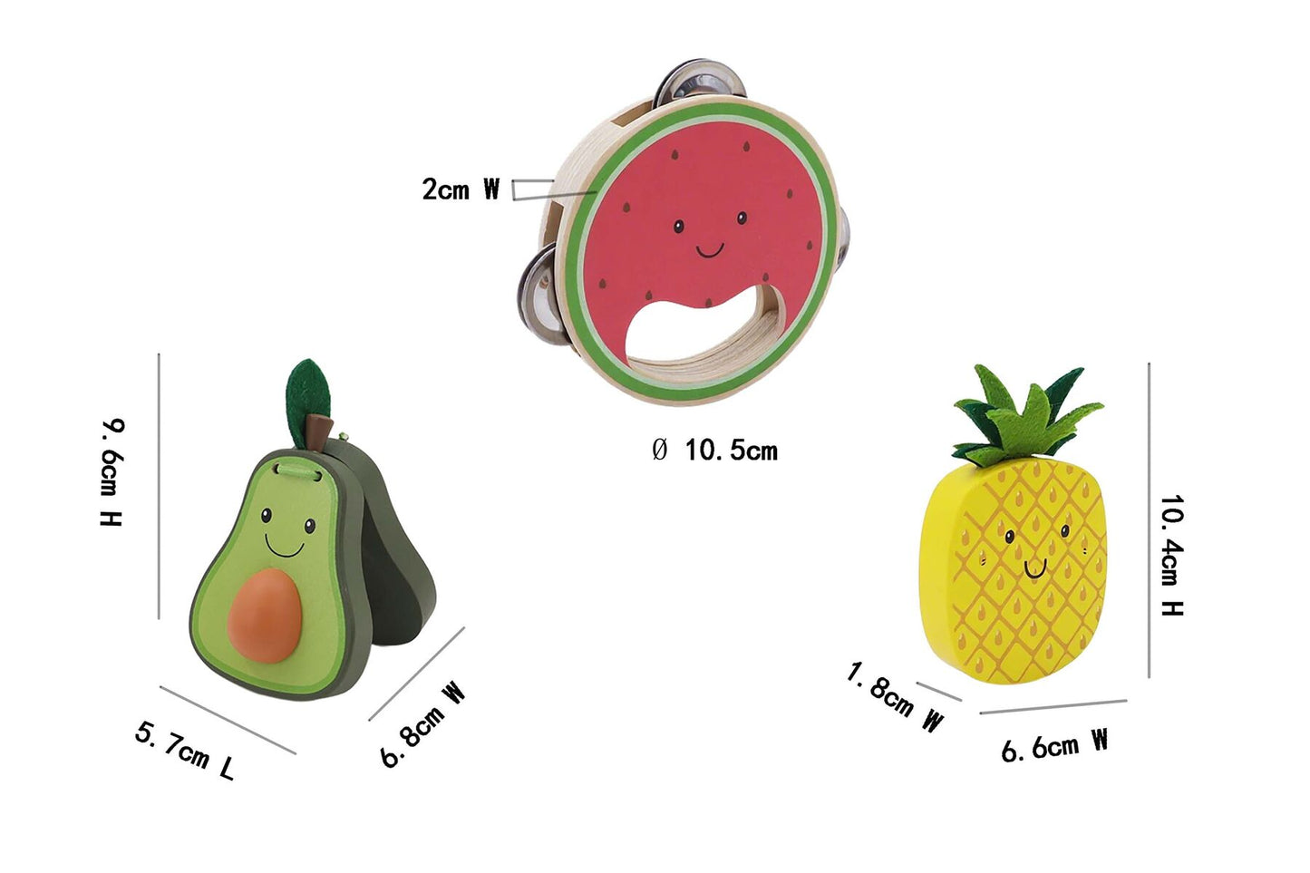 KAPER KIDZ 3 PIECE TROPICAL FRUIT MUSICAL SET