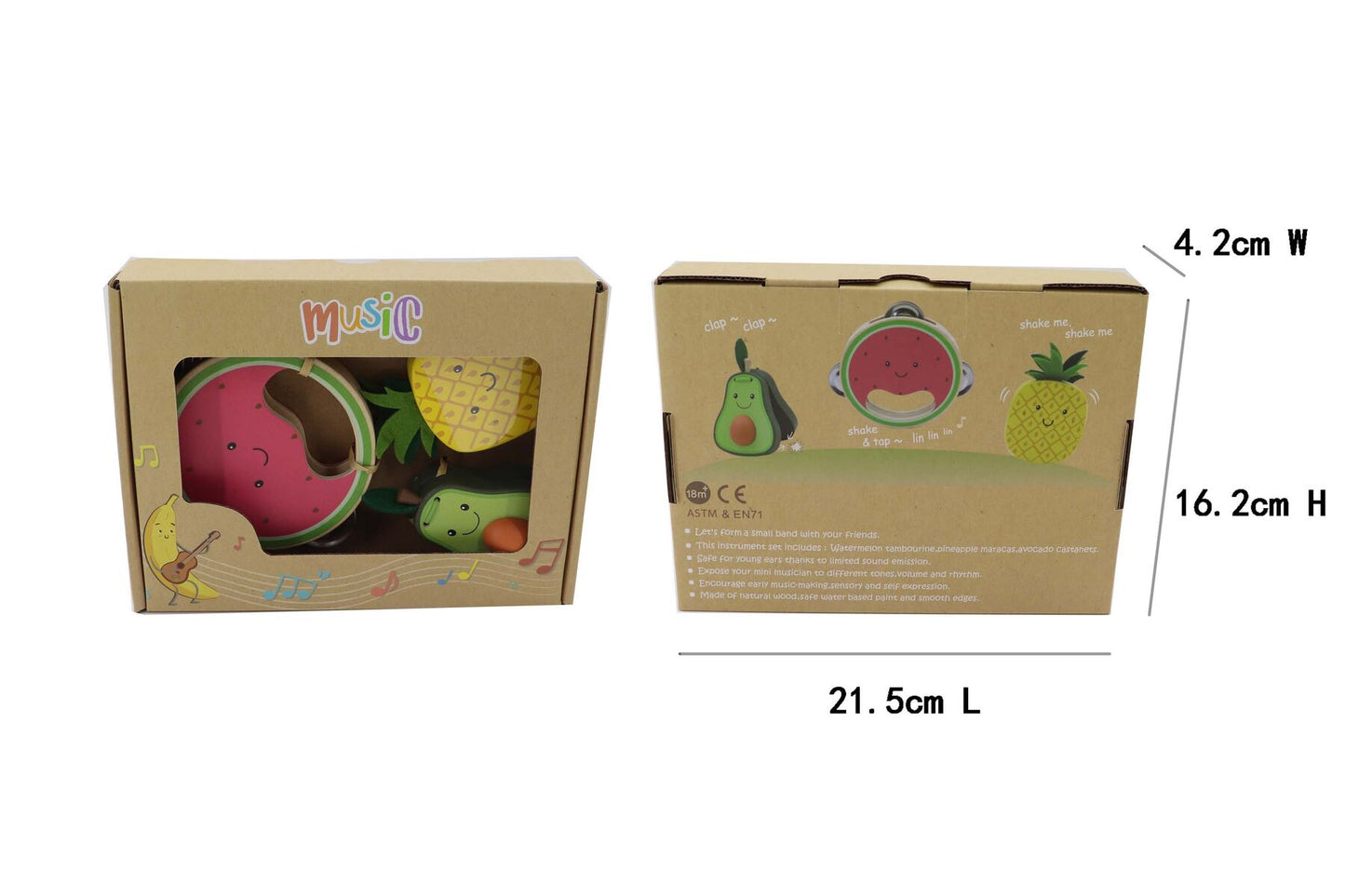 KAPER KIDZ 3 PIECE TROPICAL FRUIT MUSICAL SET