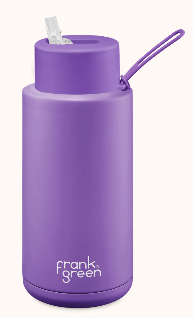 FRANK GREEN 1L CERAMIC DRINK BOTTLE WITH STRAW - COSMIC PURPLE