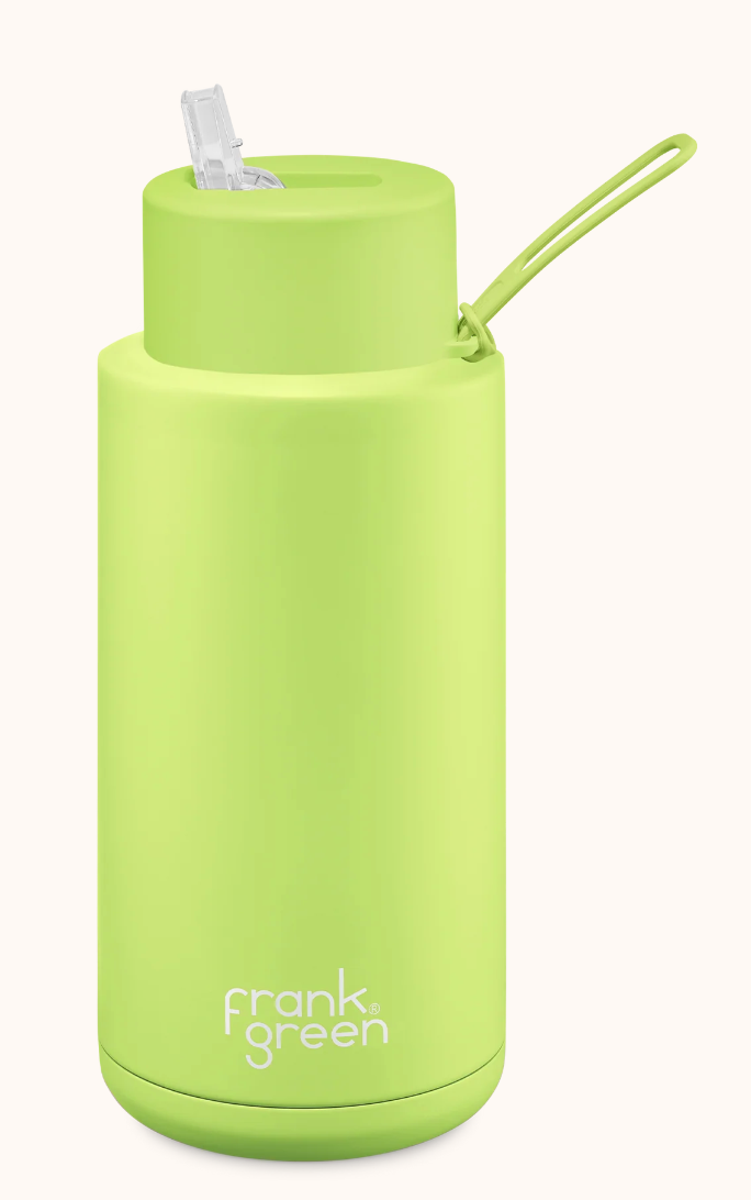 FRANK GREEN 1L CERAMIC DRINK BOTTLE WITH STRAW - PISTACHIO GREEN