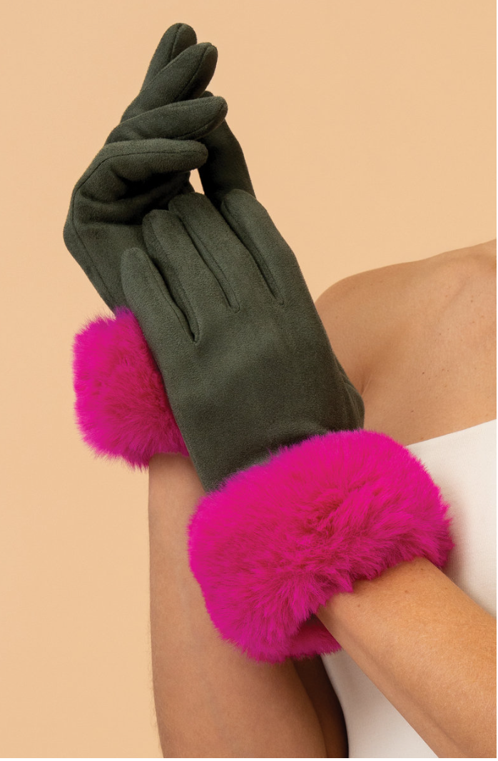 POWDERUK GLOVES - OLIVE & MAGENTA