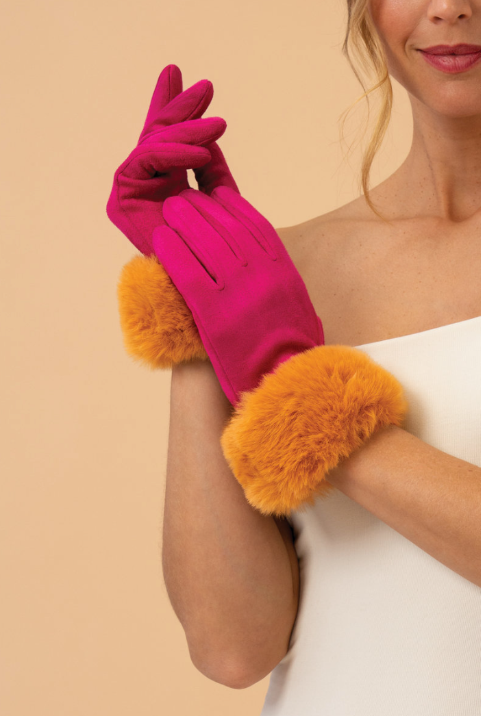 POWDERUK GLOVES - MAGENTA & MUSTARD