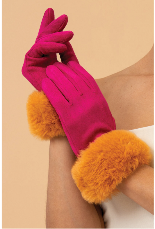 POWDERUK GLOVES - MAGENTA & MUSTARD