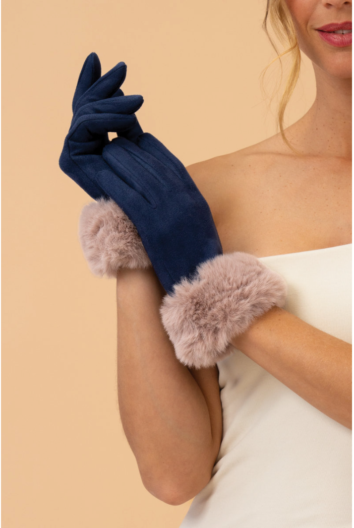 POWDERUK GLOVES - NAVY & TAUPE