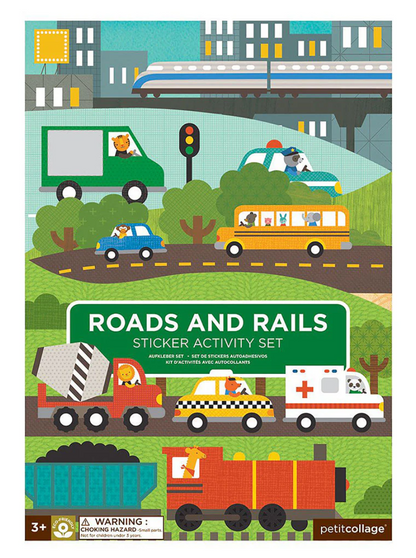 PETIT COLLAGE STICKER ACTIVITY SET - ROADS & RAILS