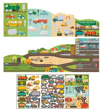 PETIT COLLAGE STICKER ACTIVITY SET - ROADS & RAILS