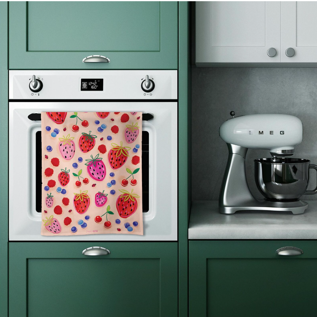 KITCHEN - MICROFIBRE TEA TOWEL - BERRYLICIOUS
