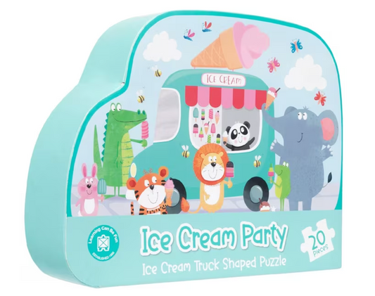 LEARNING CAN BE FUN - 20 PIECE SHAPED PUZZLE - ICE CREAM PARTY