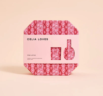 CELIA LOVES CANDLE AND ROOM SPRAY DUO SET - PINK LOTUS
