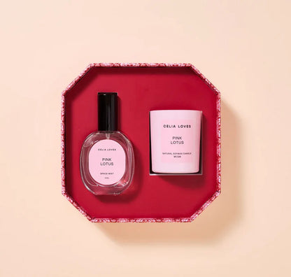CELIA LOVES CANDLE AND ROOM SPRAY DUO SET - PINK LOTUS