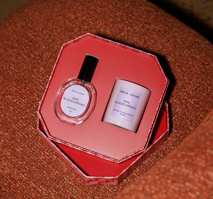 CELIA LOVES CANDLE AND ROOM SPRAY DUO SET - RIPE BLACKCURRANT