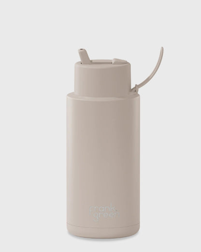 FRANK GREEN 1L CERAMIC DRINK BOTTLE WITH STRAW - MOON DUST