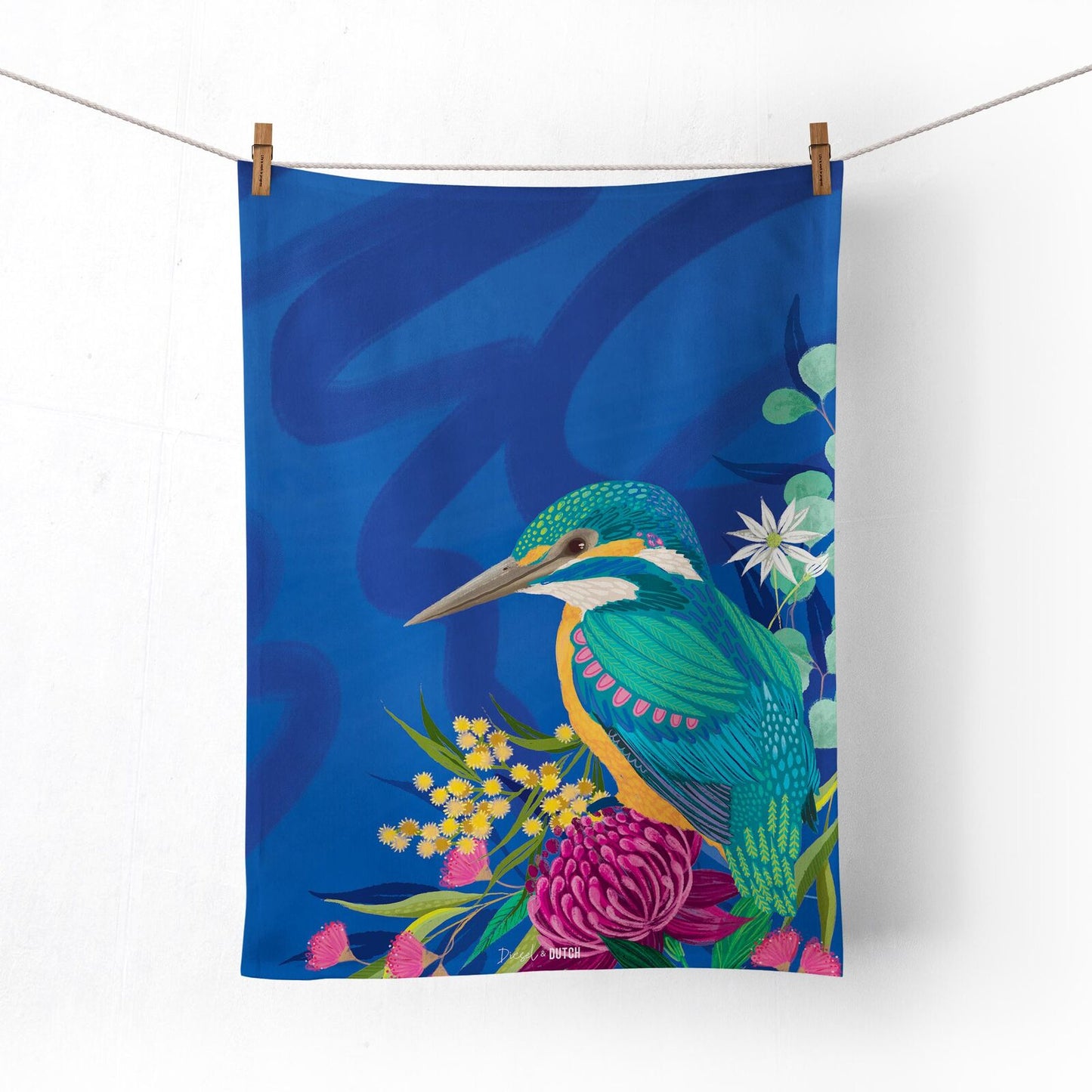KITCHEN - MICROFIBRE TEA TOWEL - KINGFISHER