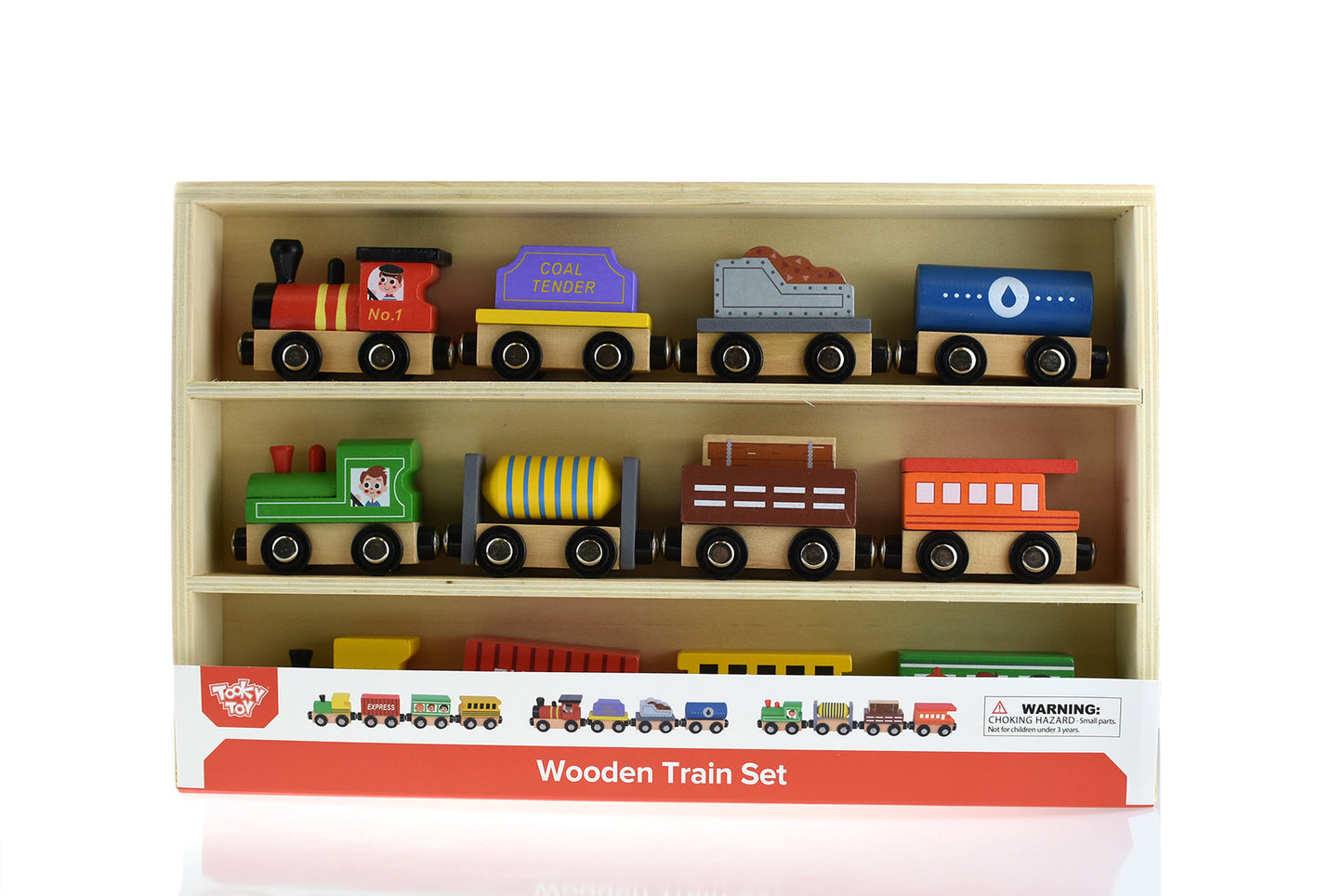 TOOKY TOY WOODEN TRAIN SET