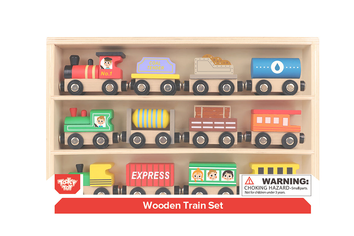 TOOKY TOY WOODEN TRAIN SET