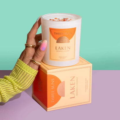 THREE SUNS CRYSTAL INFUSED CANDLE - LAKEN