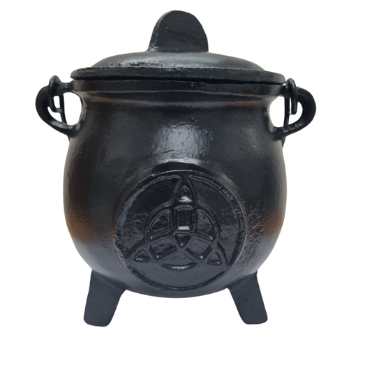 TRIQUETRA CAST IRON CAULDRON WITH LID - BLACK