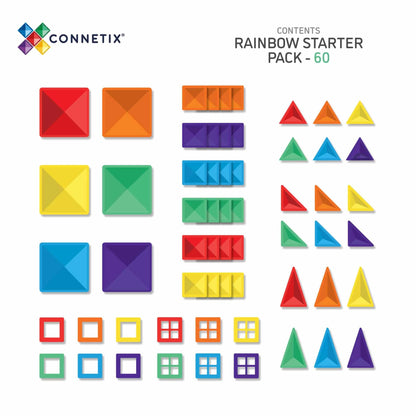 CONNETIX TILES - RAINBOW STARTER PACK (60 Pieces)