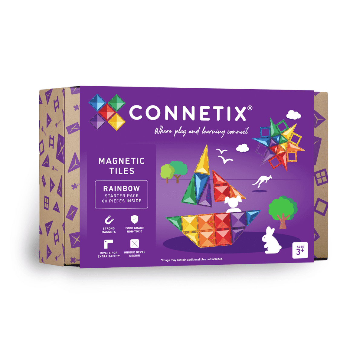 CONNETIX TILES - RAINBOW STARTER PACK (60 Pieces)