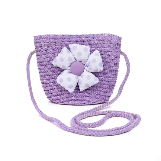 KID'S FLOWER STRAW BAG - VIOLET