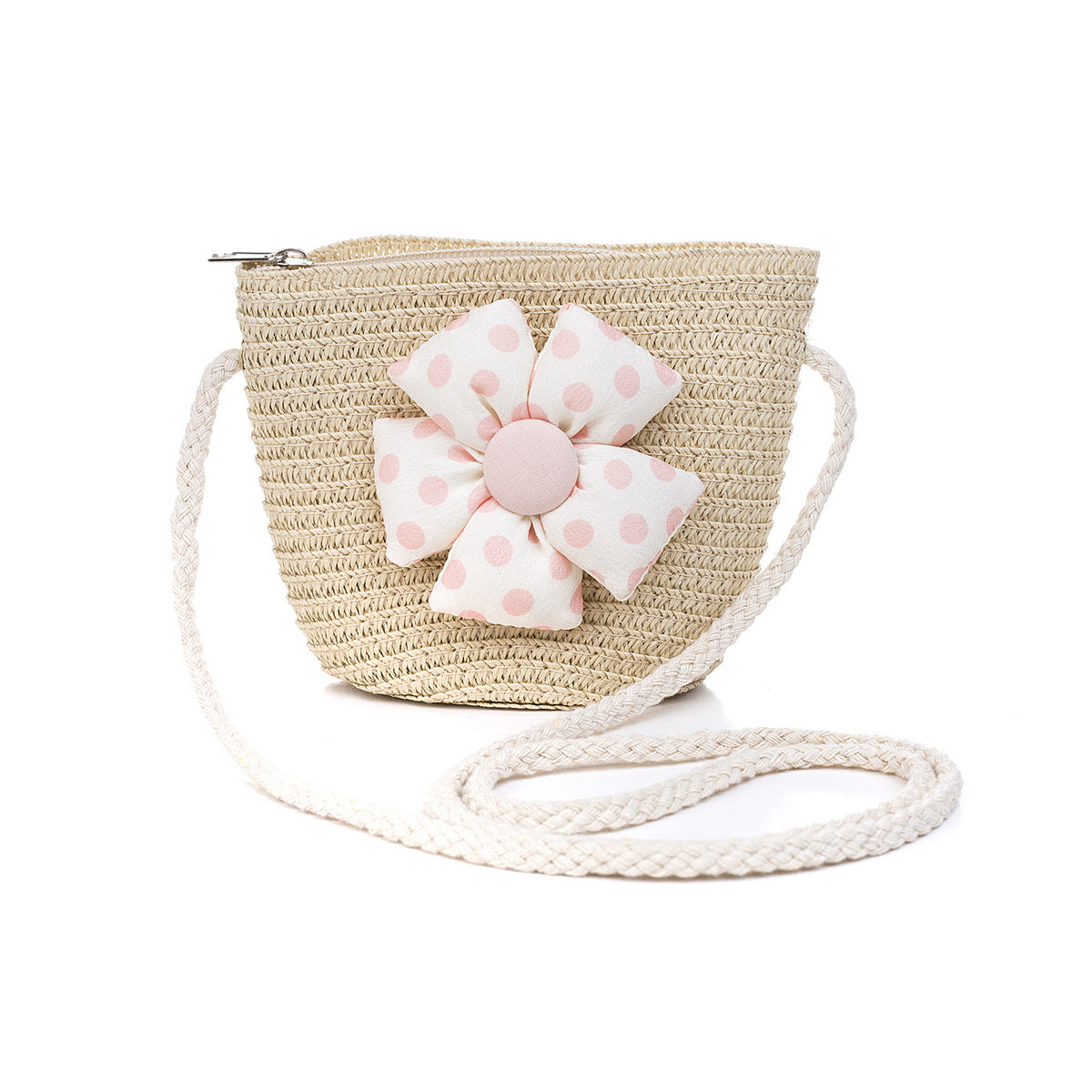 KID'S FLOWER STRAW BAG - NATURAL