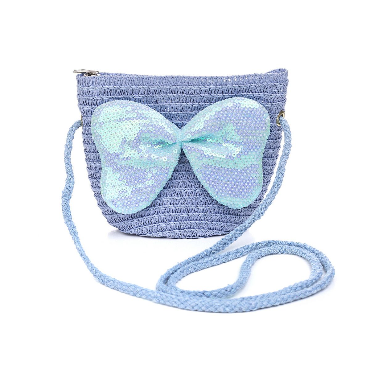 KID'S BUTTERFLY STRAW BAG - BLUE