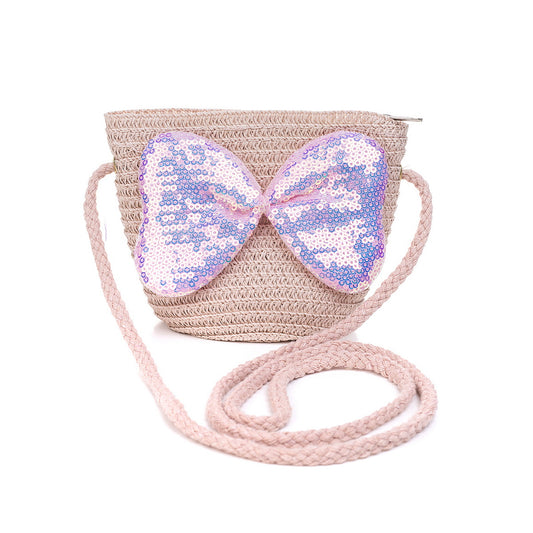 KID'S BUTTERFLY STRAW BAG - PINK