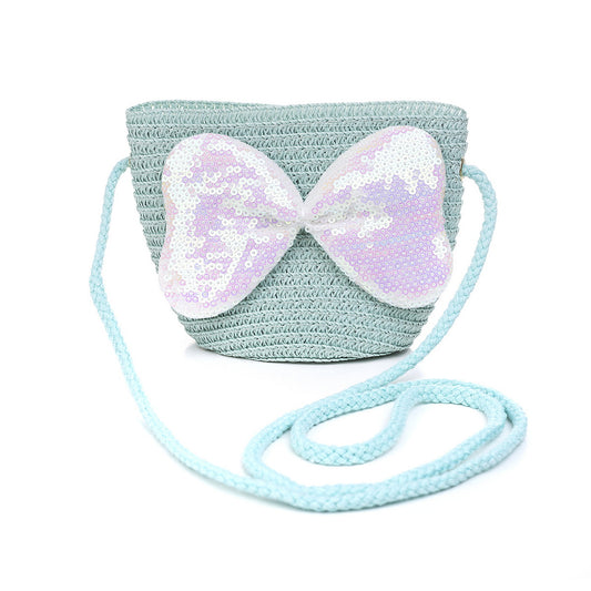 KID'S BUTTERFLY STRAW BAG - MINT