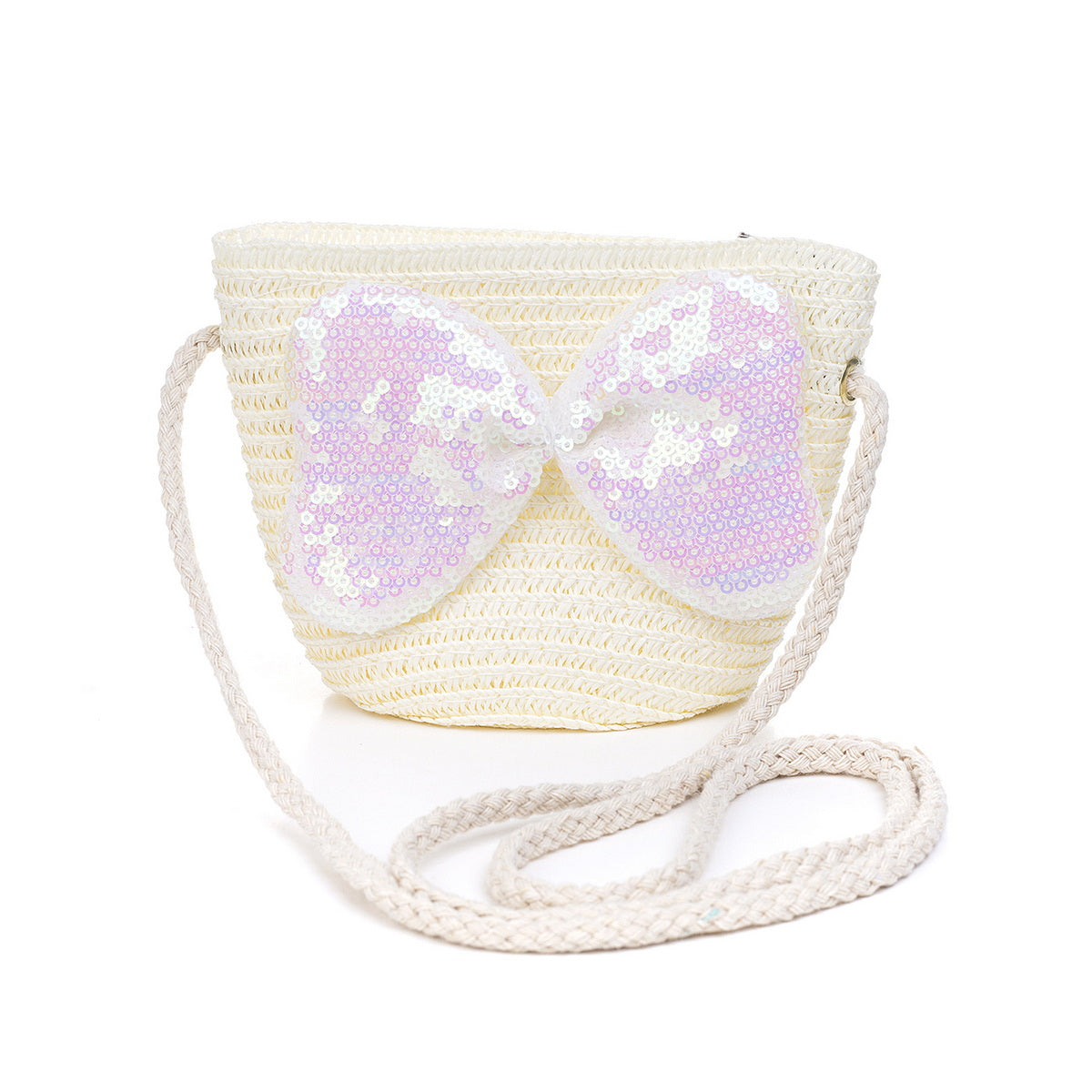 KID'S BUTTERFLY STRAW BAG - CREAM