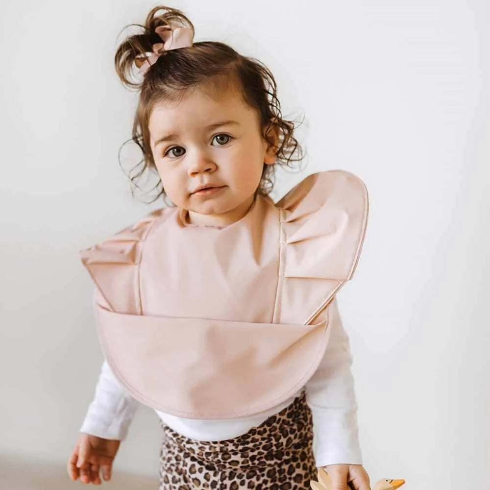 SNUGGLE HUNNY - WATERPROOF SNUGGLE BIB - NUDE FRILL