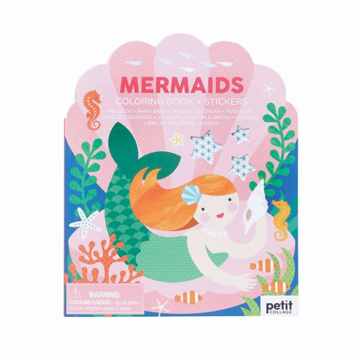 PETIT COLLAGE COLOURING BOOK & STICKERS - MERMAIDS