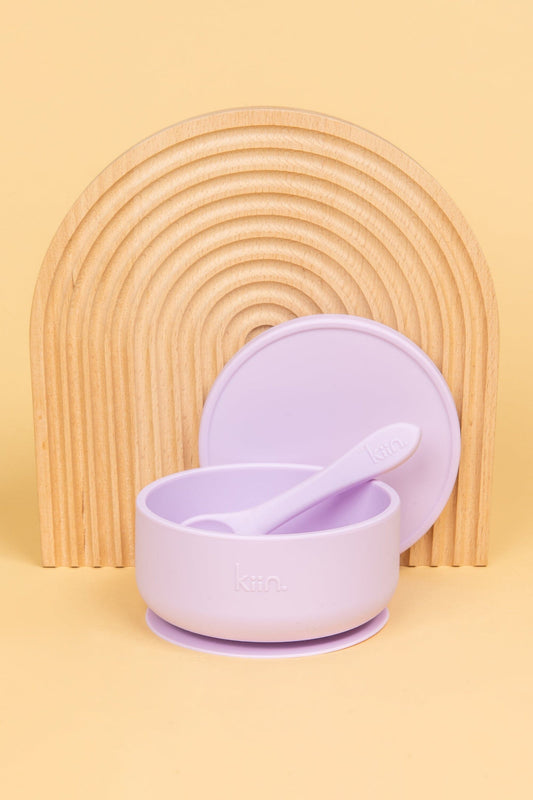 KIIN. SILICONE SUCTION BOWL WITH LID - LILAC