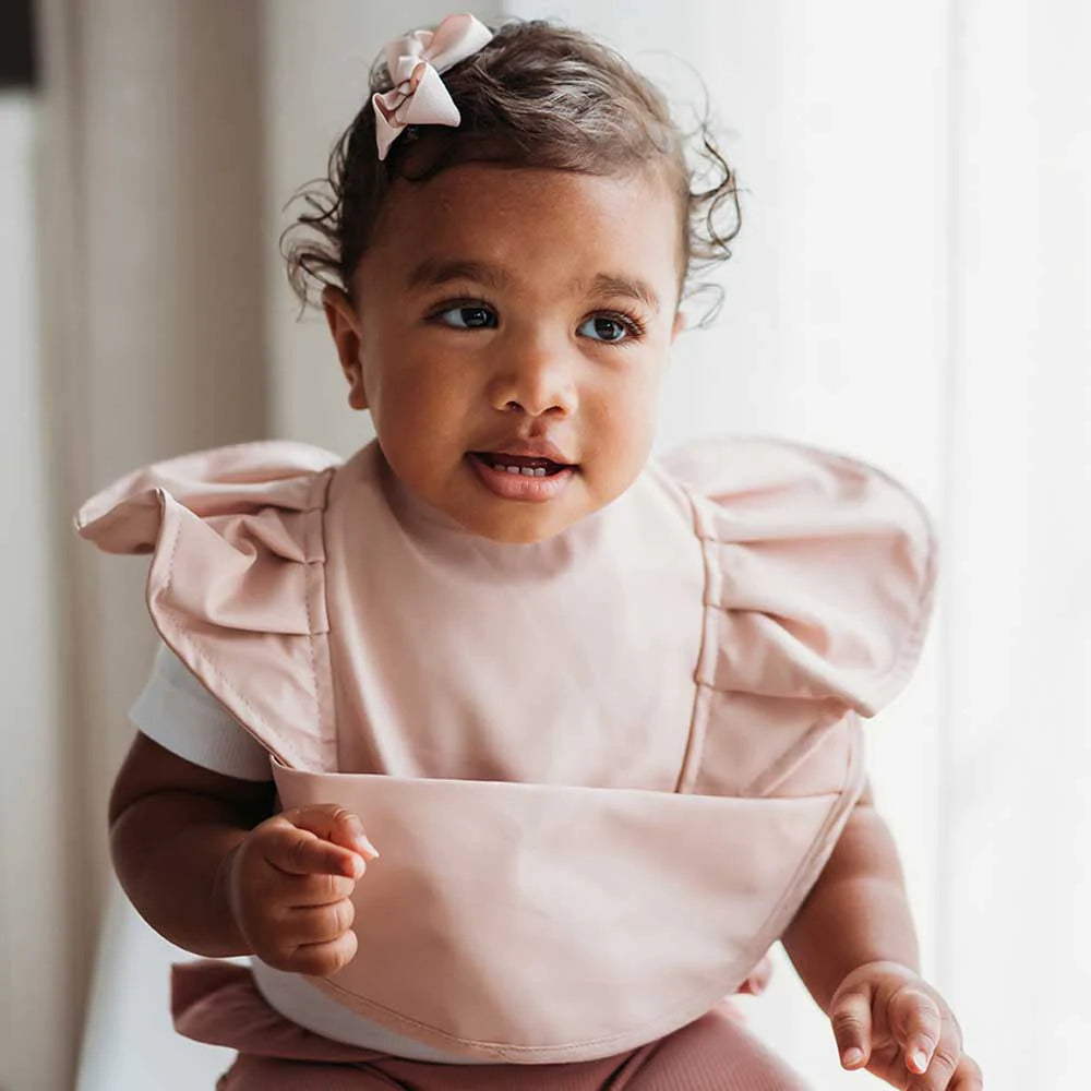 SNUGGLE HUNNY - WATERPROOF SNUGGLE BIB - NUDE FRILL