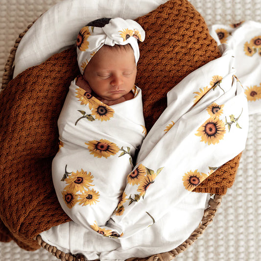 SNUGGLE HUNNY STRETCH COTTON BABY WRAP SET - SUNFLOWER