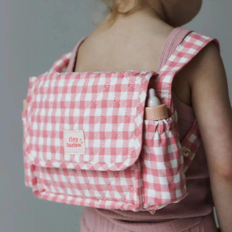 TINY HARLOW - NAPPY BAG SET - PINK GINGHAM