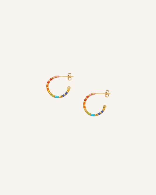 ESTELLA BARTLETT - EARRINGS - RAINBOW BEADED HOOP GOLD