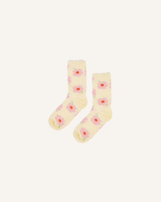 ANNABEL TRENDS - FUZZY BED SOCKS - FLOWER CREAM