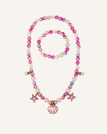 PINK POPPY - NECKLACE & BRACELET SET - MERMAID FANTASY