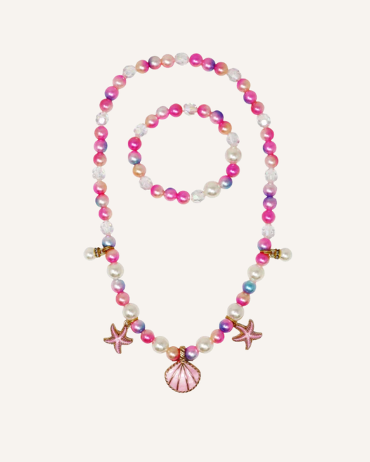 PINK POPPY - NECKLACE & BRACELET SET - MERMAID FANTASY