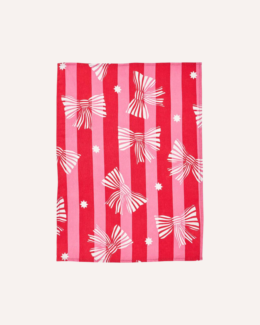 ANNABEL TRENDS - COTTON TEA TOWEL - RED STRIPE BOW