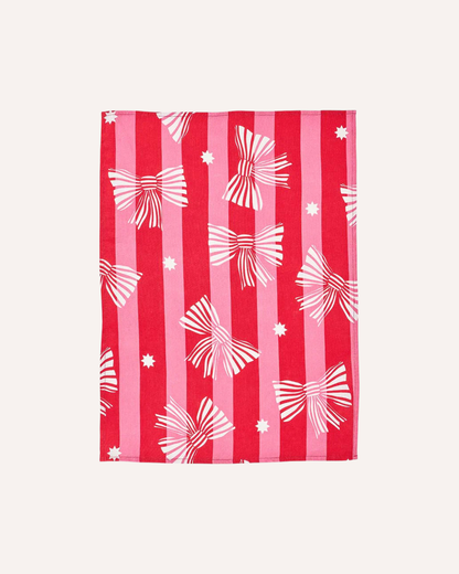 ANNABEL TRENDS - COTTON TEA TOWEL - RED STRIPE BOW