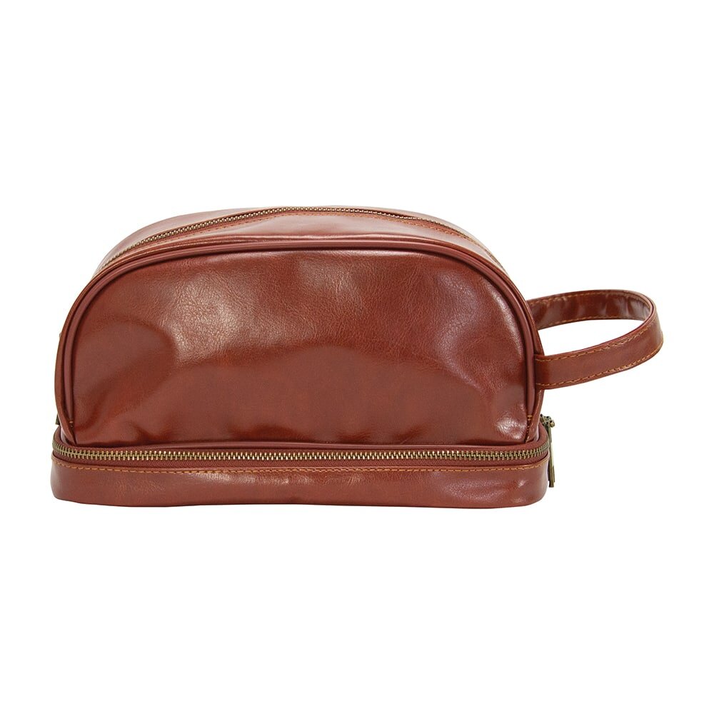 ANNABEL TRENDS - GENTLEMAN'S TOILETRY BAG - DOUBLE COMPARTMENT PU LEATHER